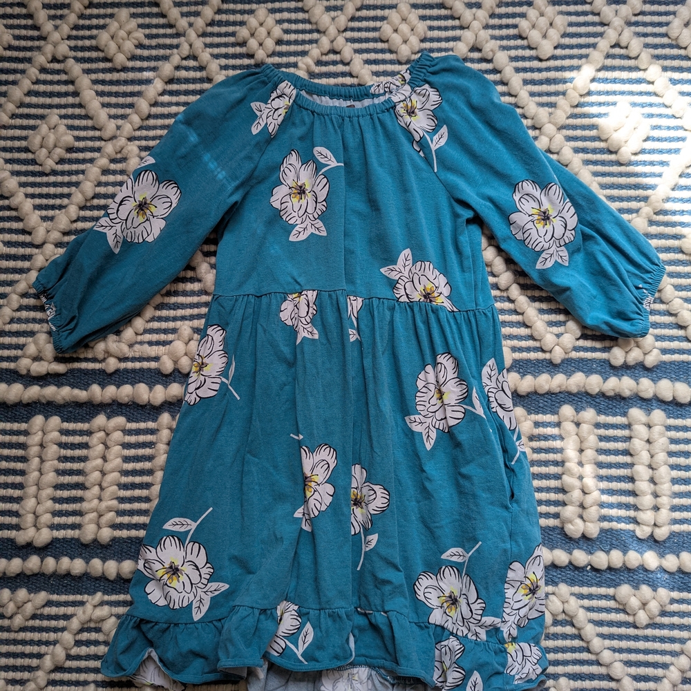 Floral Green Kids Dress - Picture 2 of 4